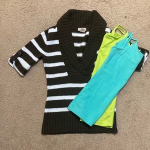 Arizona Jeans sweater and cami bundle, size medium